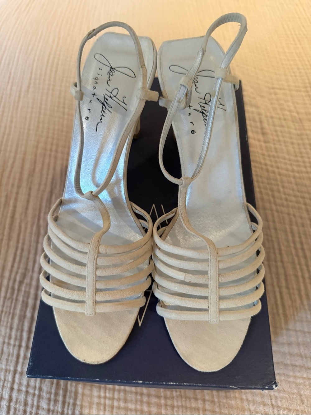 Joan Helpern (Joan & David) Suede Cream Strappy Slingback Sandals Size 8